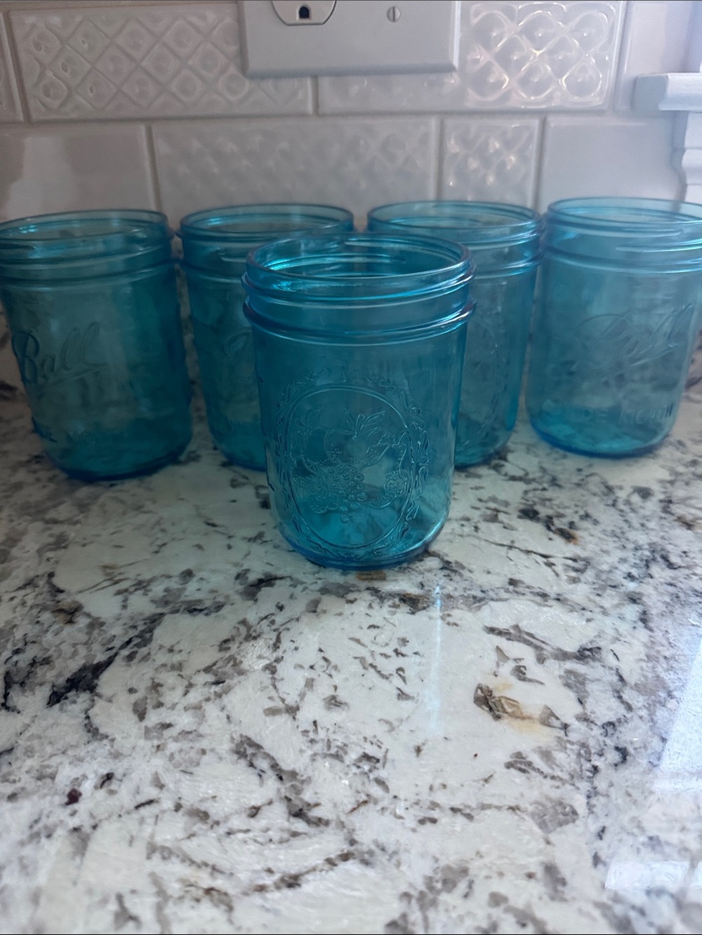 Ball wide mouth Aqua Blue Glass Mason Jars - Set of 5